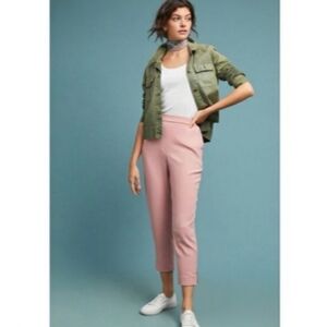 NWT Anthropologie The Essential Crepe Pull On Pants in Pink Size Large